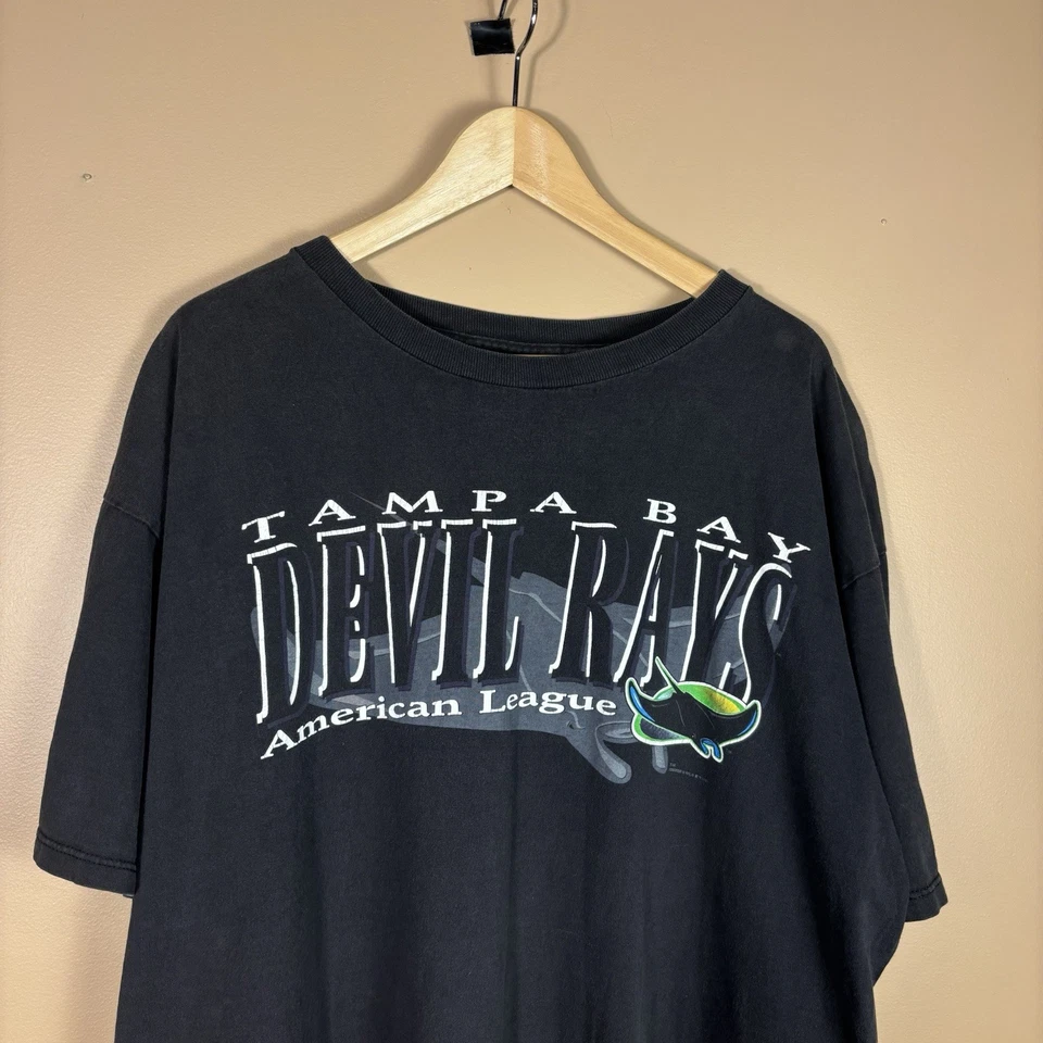Camisa De Colección Starter Tampa Bay Devil Rays Para Hombres XL 90s MLB Desteñida Negra Gráfica Foto 4 de 4