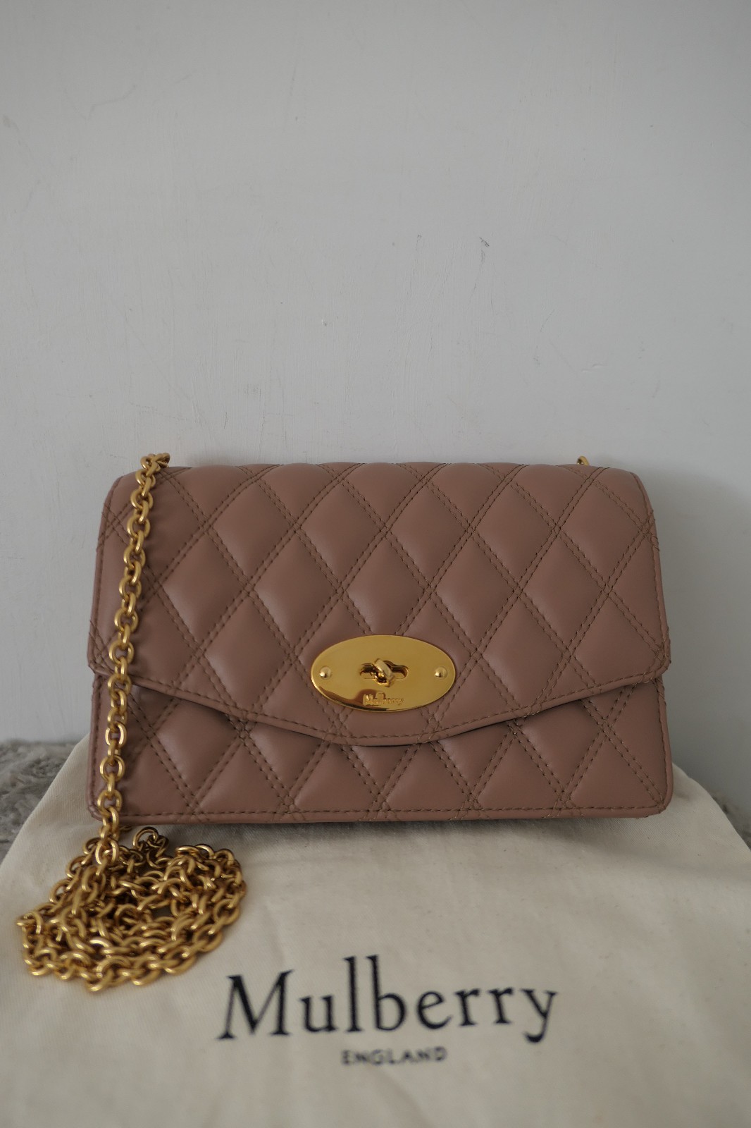 Mulberry Quilted Darley in Dark Blush Smooth Calf Leather Shoulder Clutch