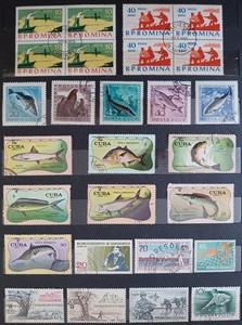 CRUSTACEANS. CRABS. SHRIMP. LOBSTERS. COLLECTION. 35 STAMPS. LOT IN GERMANY