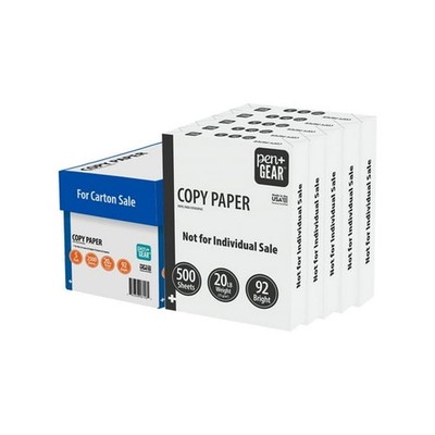 Copy Paper, 8.5'' x 11'', 92 Bright, 20 lb., White, 5 Ream Case (2,500 Sheets)