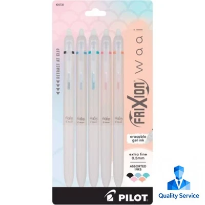 Pilot 5pk FriXion Waai Clicker Erasable Gel Pens Extra Fine Point 0.5mm Assorted