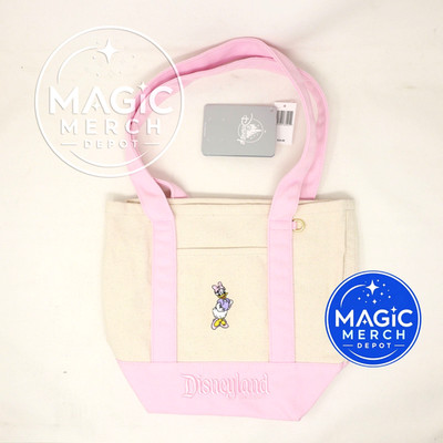 NWT Disney Parks Disneyland Exclusive Daisy Duck Pink Canvas Mini Tote Bag