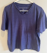 T-shirt homme col V - Bleu marine/bleu uni taille L