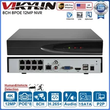 VIKYLIN 8CH 8POE 12MP 4K NVR Panoeagle Plug and Play Network Video Recorder HDMI