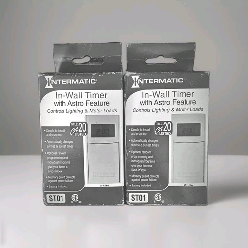 Lot of 2 Intermatic ST01 Self Adjusting Timer Wall Switches - White