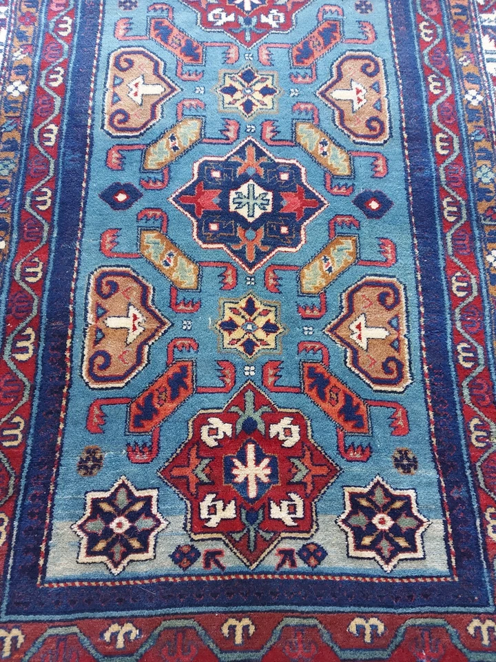 Alfombra antigua kazaja Cuba Shirvan alfombra legendaria alfombra azul antigua alfombra envío gratuito Foto 4 de 4