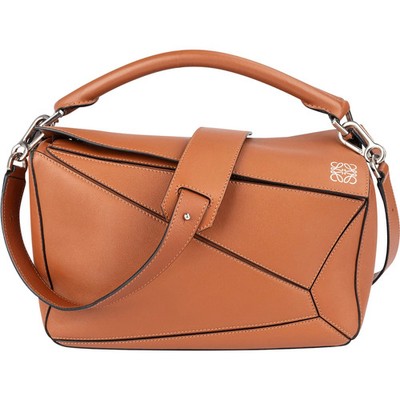 Loewe Brown Leather Puzzle Handbag Tasche