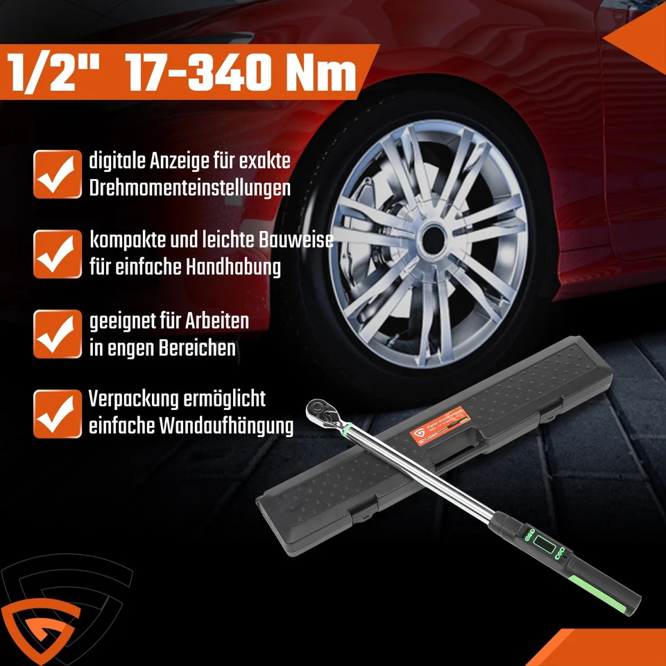 Digitaler Drehmomentschlüssel 1/2" 17-340Nm Drehmoment Prüfen Einstellen LCD KFZ - Bild 2 von 4