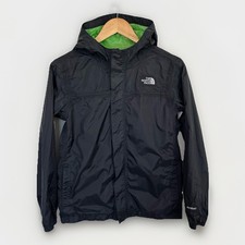 The North Face Boys Windbreaker Rain Coat HyVent Logo Black Green L 14/16