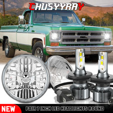 7inch Led Headlight Round Dot Approved Hilo Lamp Fit Gmc C15c25 C35 1975-1978