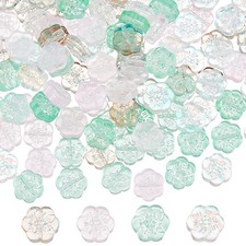 1box 100pcs 4 colors Transparent Glass Beads Sakura Flower Mixed color 10x11x4mm
