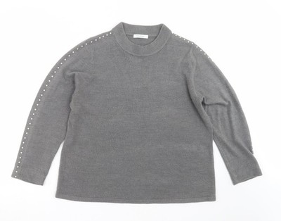 Marks and Spencer Damen Strickpullover Pullover grau Größe 16   Perlenärmel
