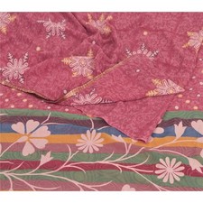 Sanskriti Vintage Purple Indian Sari Georgette Printed Sarees 5 Yd Craft Fabric