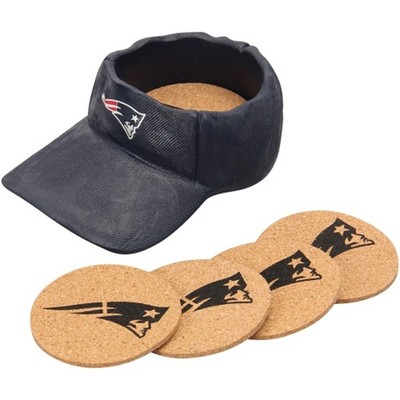 New England Patriots Cap Coaster Set with 4 Cork Coasters