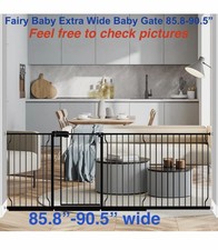 Fairy Baby Extra Wide Baby Gate 85.8-90.5 Inch Wide, Pressure Mounted