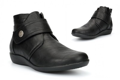 Damen Weitschaftsstiefel Damenstiefel Extraweit Stiefel Stiefeletten Schwarz (EE Weite)