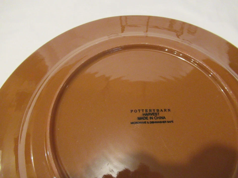 Круглая сервировочная тарелка Pottery Barn Fall Leaf Leaves зеленая желтая 12 дюймов видео - Изображение 4 из 4