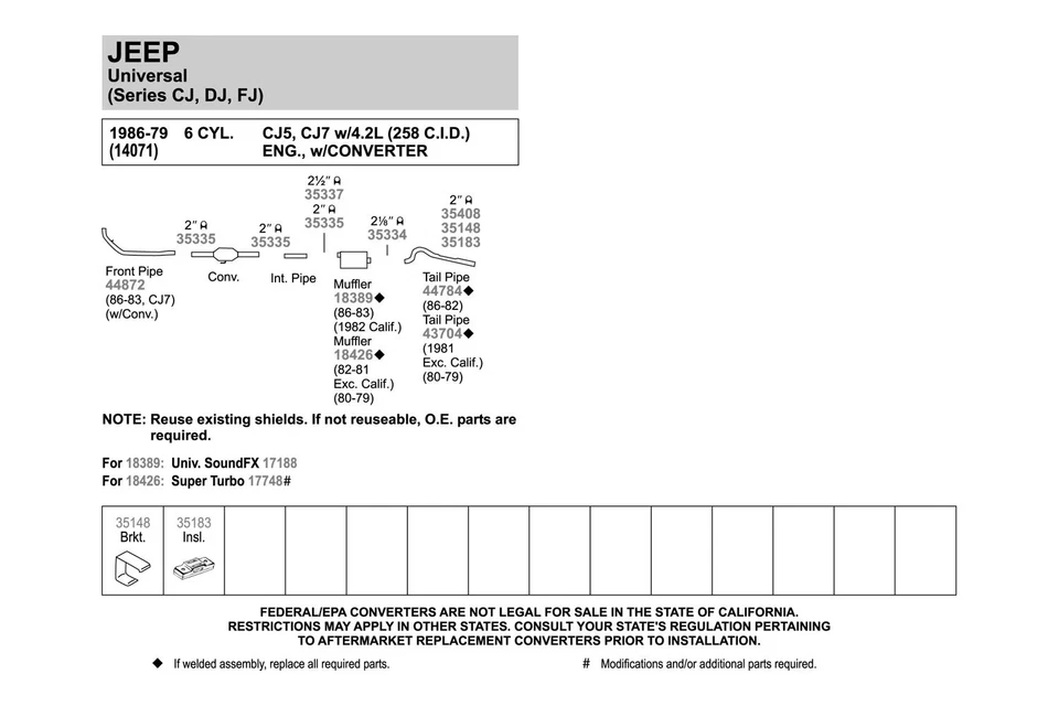 For Jeep CJ7 76-83 SoundFX Steel Oval Direct-Fit Aluminized Exhaust Muffler - Image 4 of 4