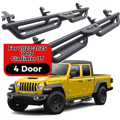 6'' Running Boards for 2020-2026 Jeep Gladiator JT 4 Door Drop Side Step Bars BLK