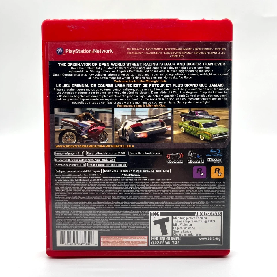 Midnight Club: Los Angeles PS3 Sony PlayStation 3 2008 CIB Complete - Image 3 of 4