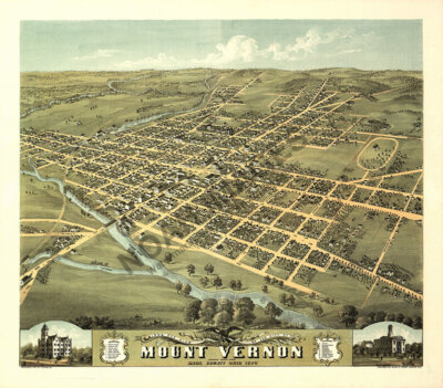 Panoramic Map of Mount Vernon Ohio 16x20