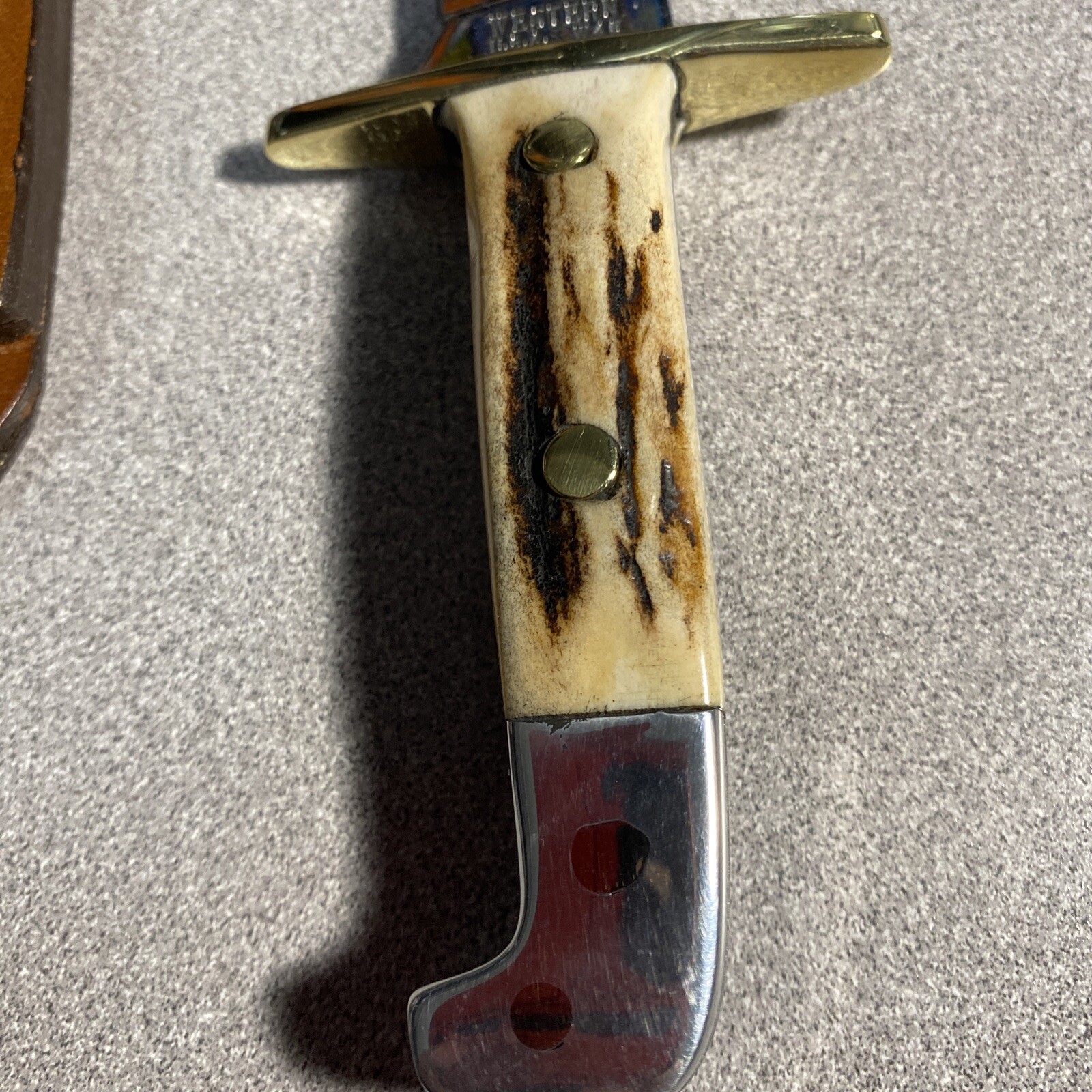 Custom Western Knife W45 Bowie With Sheath & Stag Handle Beautiful