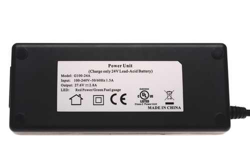 24V Puissance Carpe Portier Vrla Batterie Intelligent Chargeur - Rouge & Noir - Photo 3/7