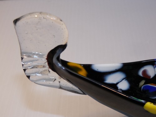 Rare Murano Glass Gondola Ashtray, Black and Multicolor - Picture 4 of 7