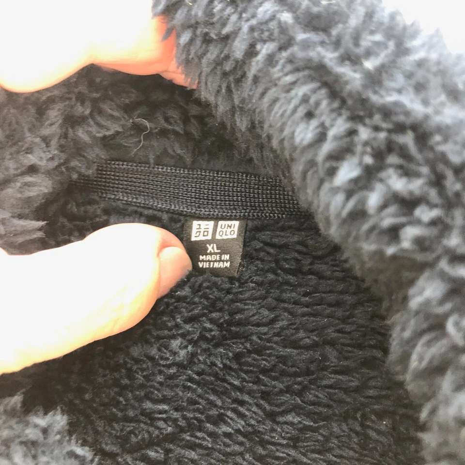 Женский жилет Uniqlo XL синий пушистый флисовый шерпа на молнии с ложным воротником и карманами - Изображение 3 из 4