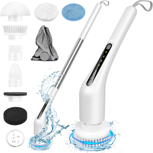 Electric Cleaning Brush, Rotating Electric Cleaning Brush, with 8 Interchangeabl