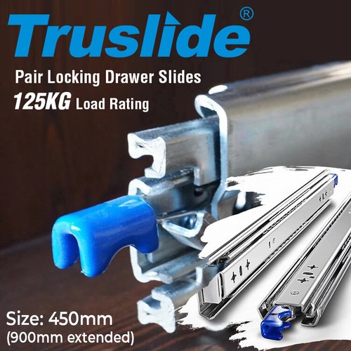 2x Locking Drawer Slides 125KG Heavy Duty Runners Trailer Draw Slide - Picture 15 of 38