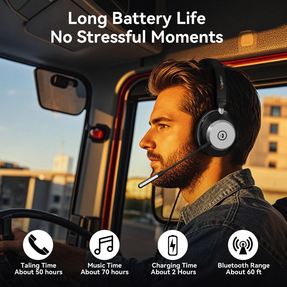 Mono-Kopfhörer mit Mikrofon USB-Dongle Bluetooth Headset für PC/Laptop/Handys - Bild 3 von 4