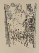 Willi Geiger/color lithograph/autographed/1915/very rare!!