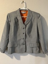 Kay Unger New York Silk Blazer Checkered Ruffle Neiman Marcus