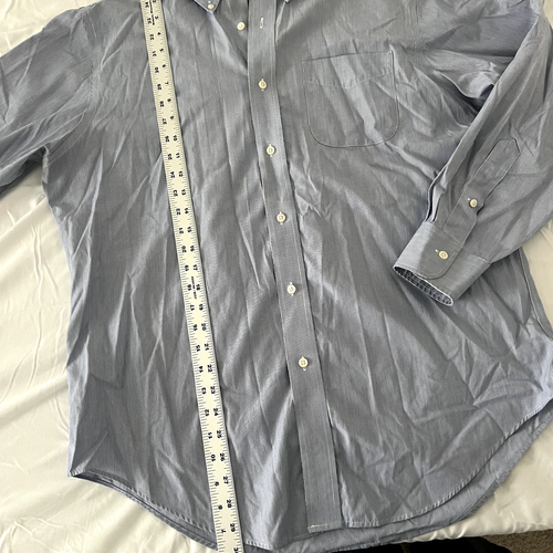 Lauren Ralph Lauren Button Up Shirt Men 16 32/33 Blue Collar Striped 100% Cotton - Picture 8 of 11