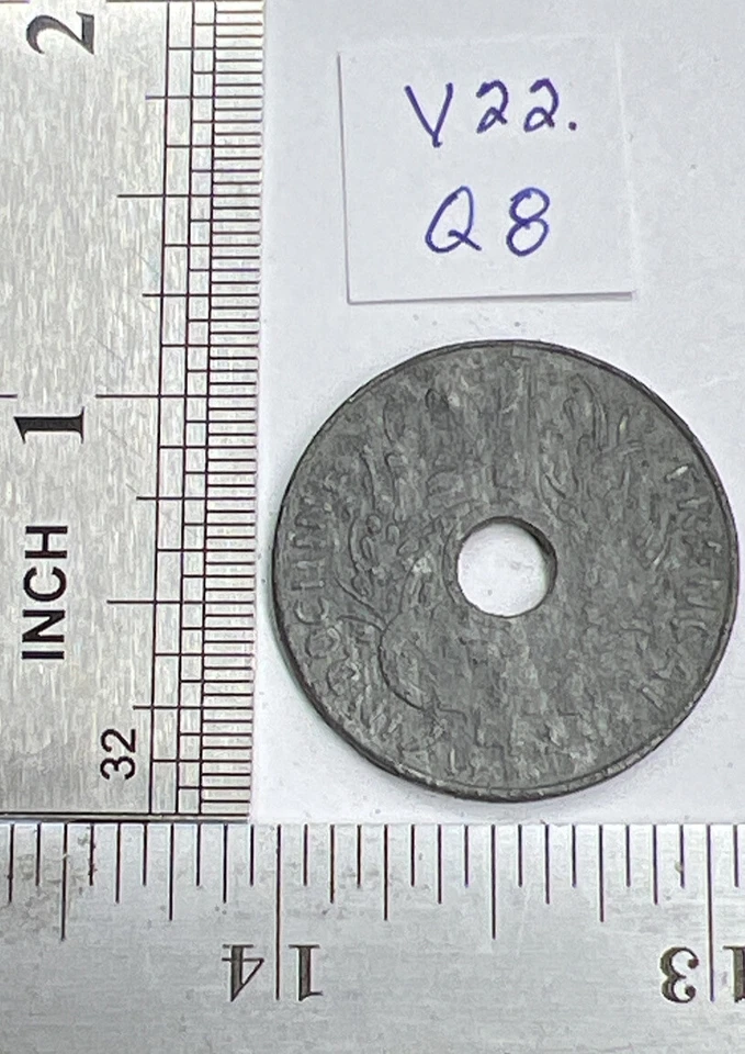French Indo-China 1941 1 Centime Zinc Coin - Worn. Free Shipping V22.Q8 - Image 4 of 4
