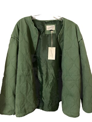 Universal Thread Women's Cotton Twill Jacket Medium Wavy Stitch Green NWT