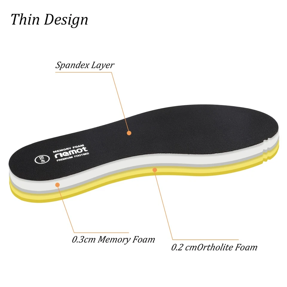 riemot Women's Memory Form Insoles Inner Soles Replacement Insert For Men Shoes - Image 3 of 4