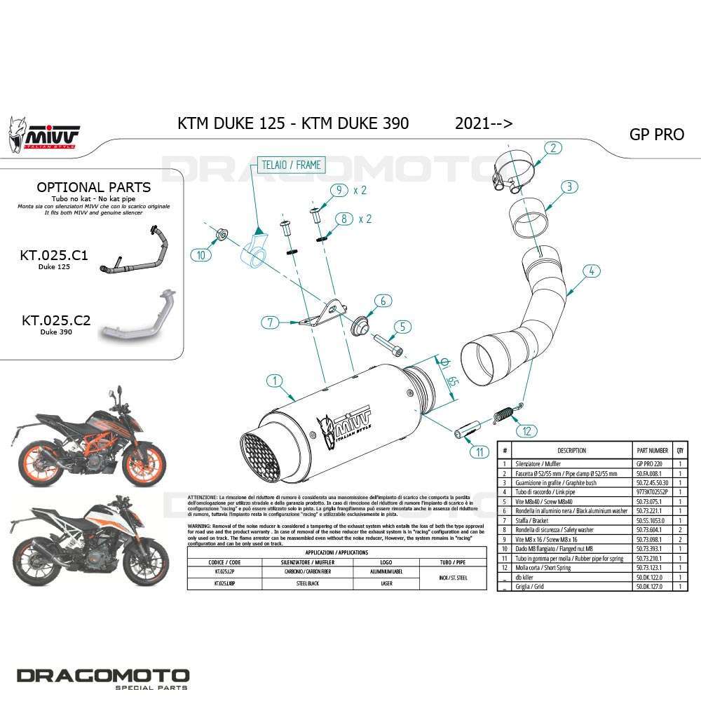 KTM 390 DUKE 2021 2022 MIVV Gppro Carbon Exhaust