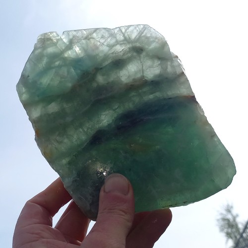 16cm Grün Violett Fluorit Scheibe Spitze 1,2Kg Regenbogenfluorit Kreativität M