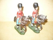 2 VINTAGE PRE-WW2 DANISH ROYAL GUARDSMEN ASTRIDE HORSES - 7.5cm