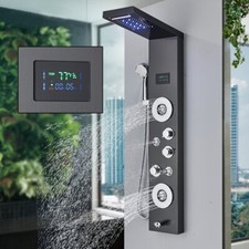 Rain Waterfall Shower Panel Tower System Massage Jet Sprayer Set Stainless Steel