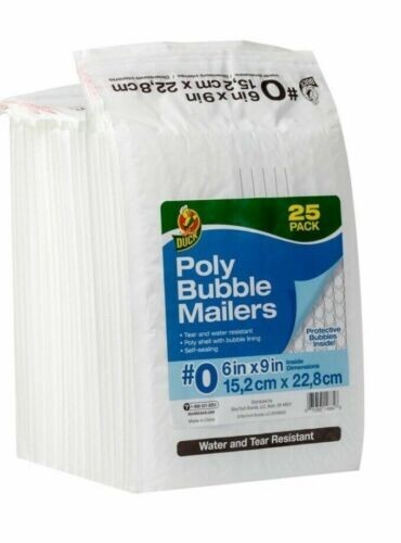 Poly Luftpolsterversandtaschen der Marke Ente, #0 (6”x9”) selbstversiegelnd, 25er-Pack - Bild 1 von 1