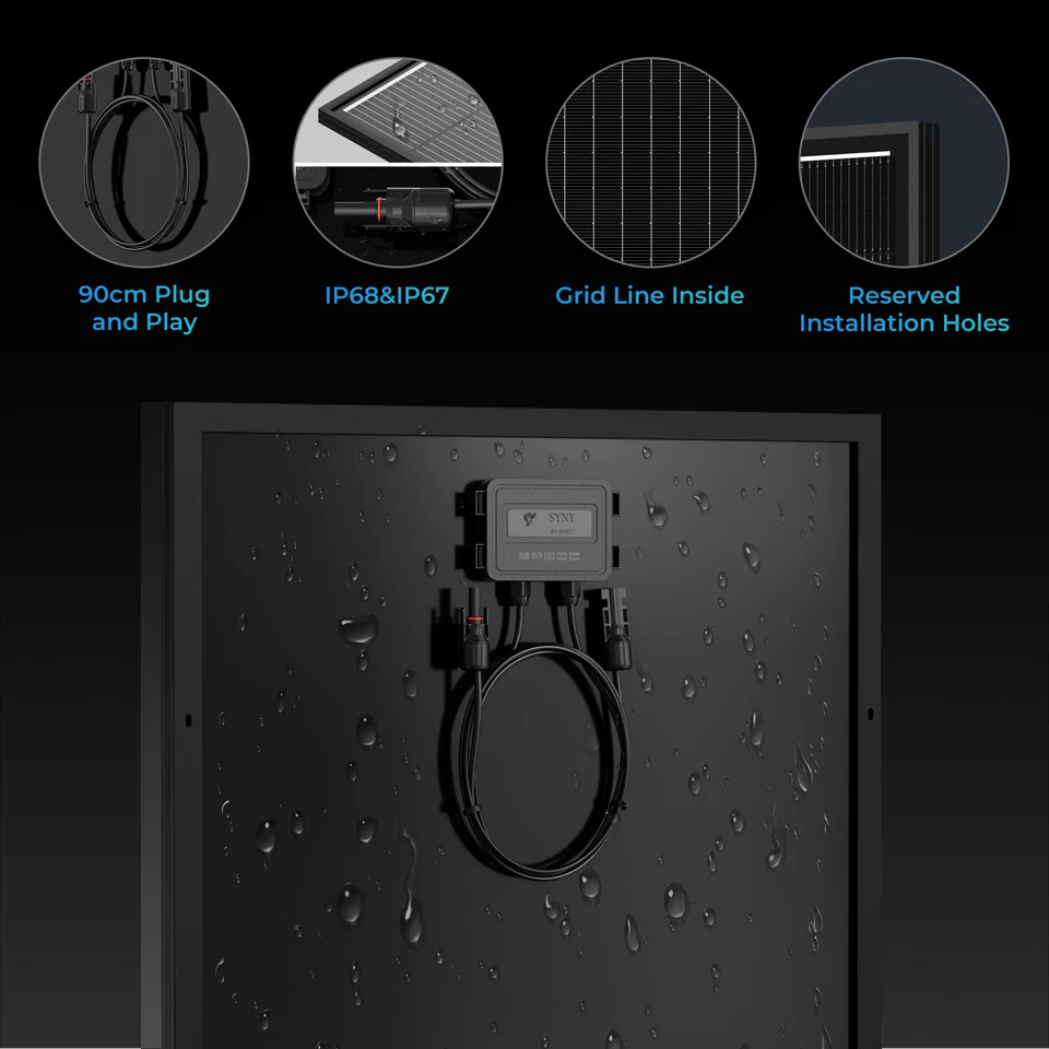 100W 170W 200W 300W Watt Monocrystalline Solar Panel 12V RV Boat Home Off Grid - Image 4 of 4