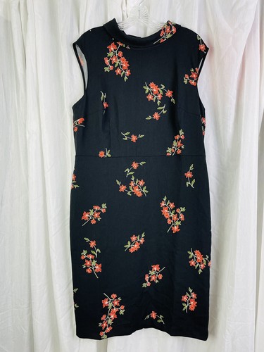 Ann Taylor Dress Floral Sheath Women’s 14 Black Mock Neck Sleeveless Factory NWT - Picture 7 of 7