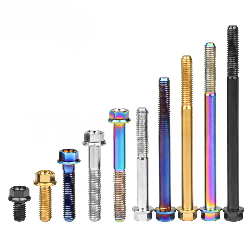 6pcs Titanium Bolt Flange Head Hex Screws M8x15 20 25 30 35 40 45 50 55 60 65mm - Image 3 of 4