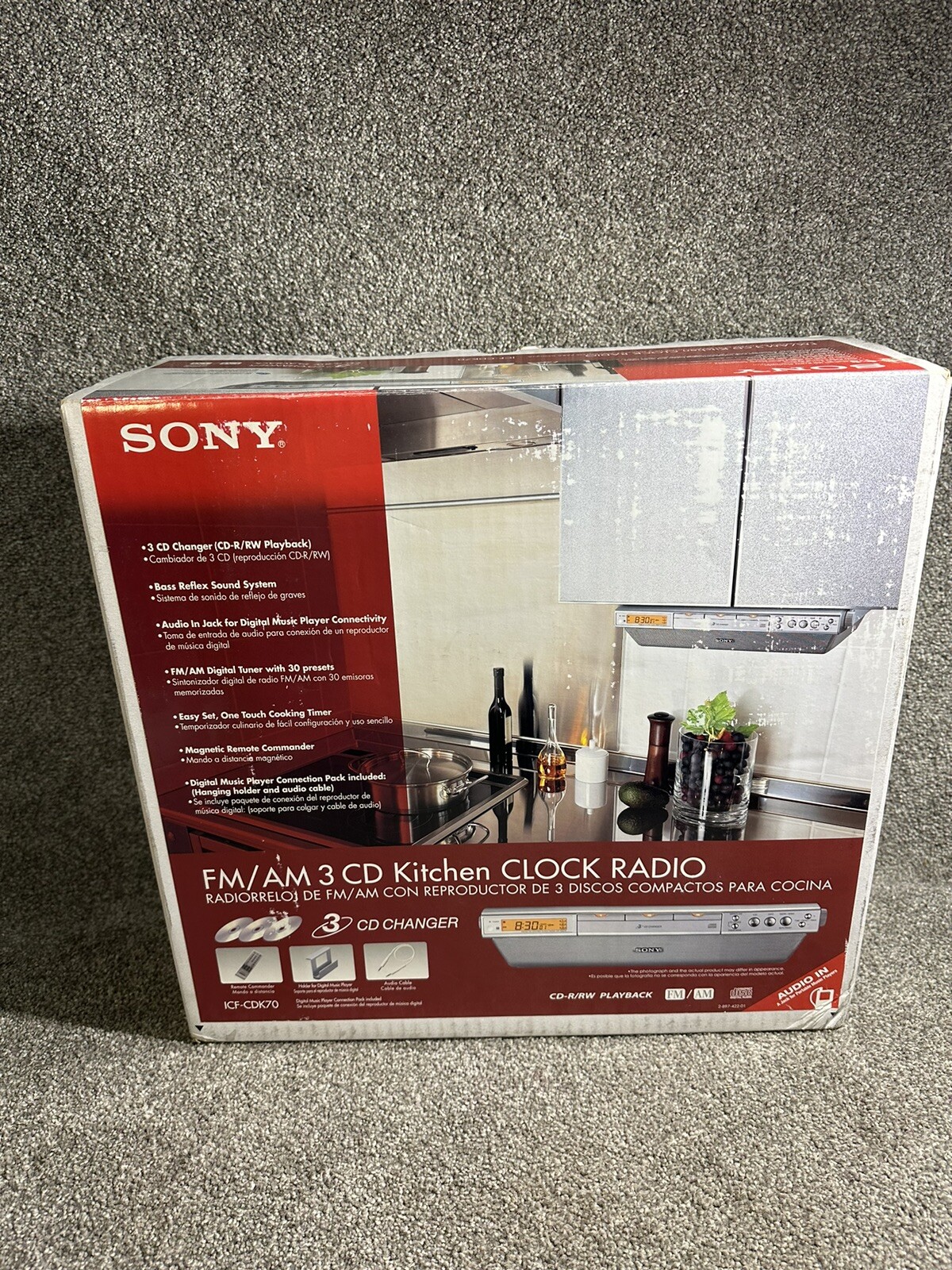 NEW Sony ICFCDK70 Under Kitchen 3 CD Disc Clock Radio AM FM Stereo eBay