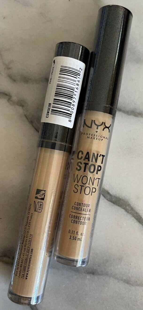 NYX Can't Stop Won't Stop Contour Concealer CSWSC08 True Biege Lot of 2