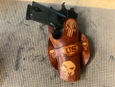 Handmade Leather Holster 1911 Punisher Custom Carving