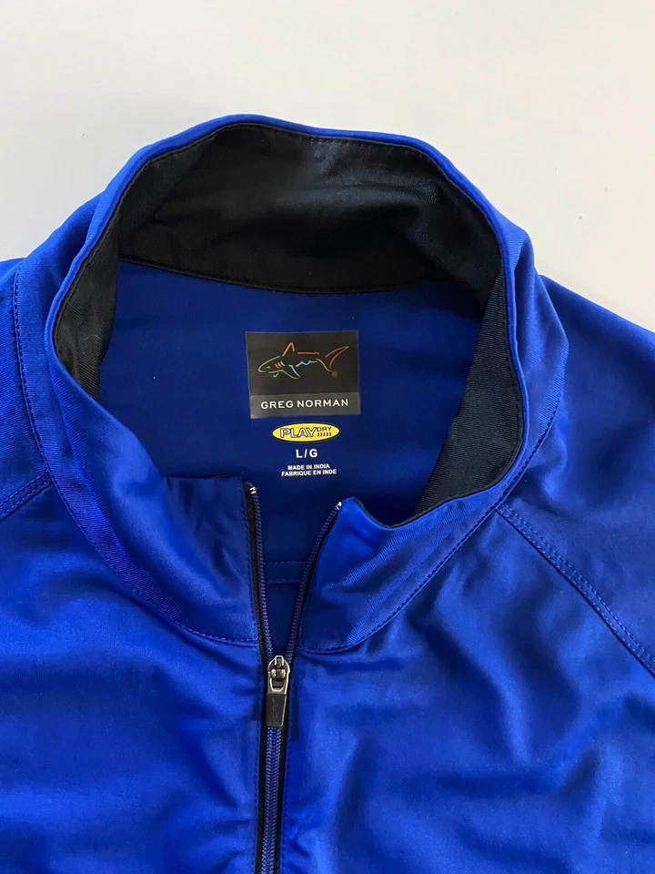 SUÉTER Greg Norman Shark Play Dry Azul Real con Cremallera Grande L Foto 2 de 3